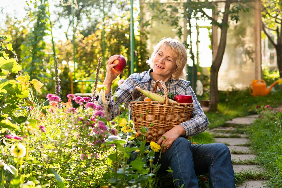 Woman tending to her garden