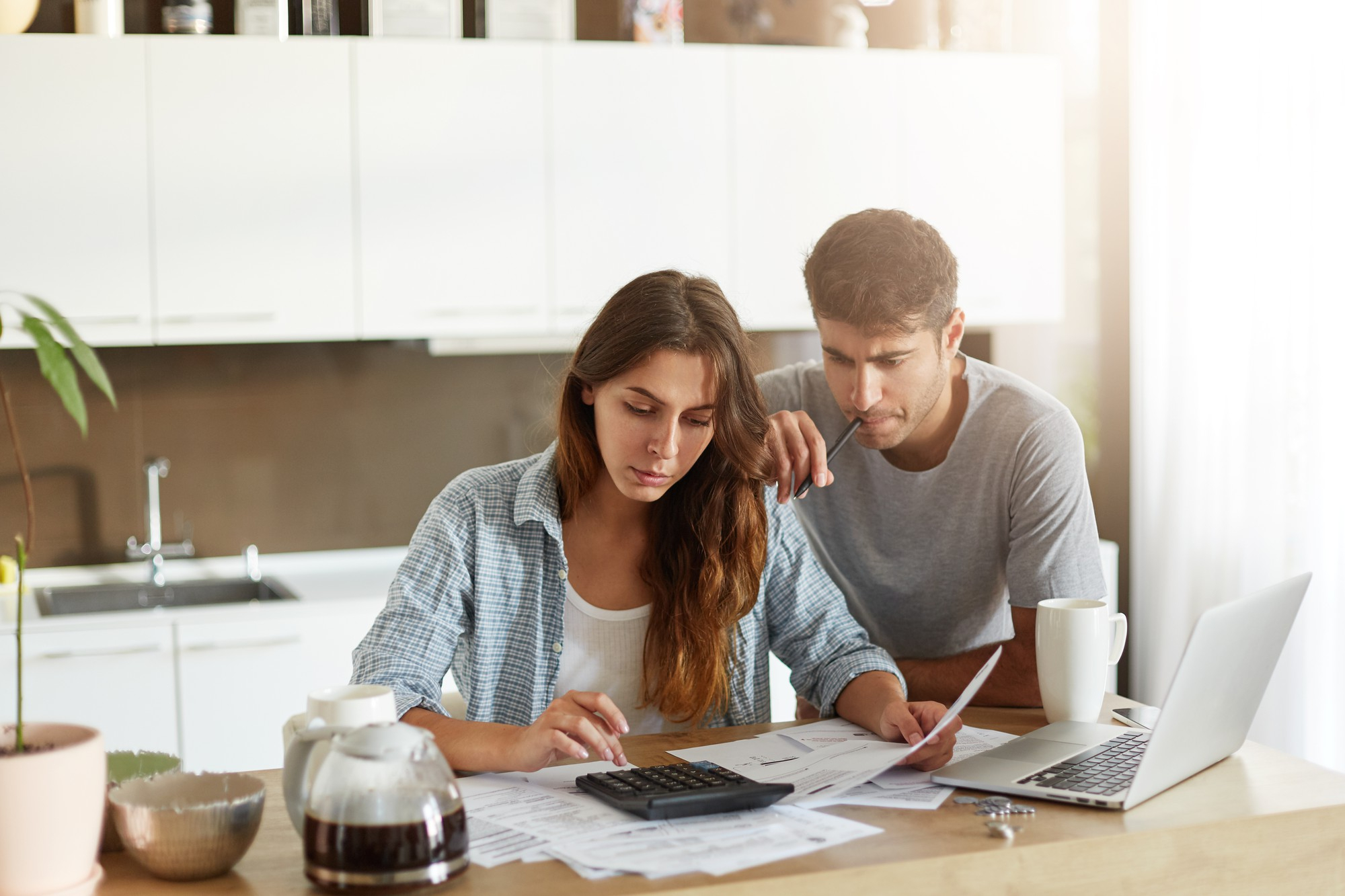 couple looking at their finances